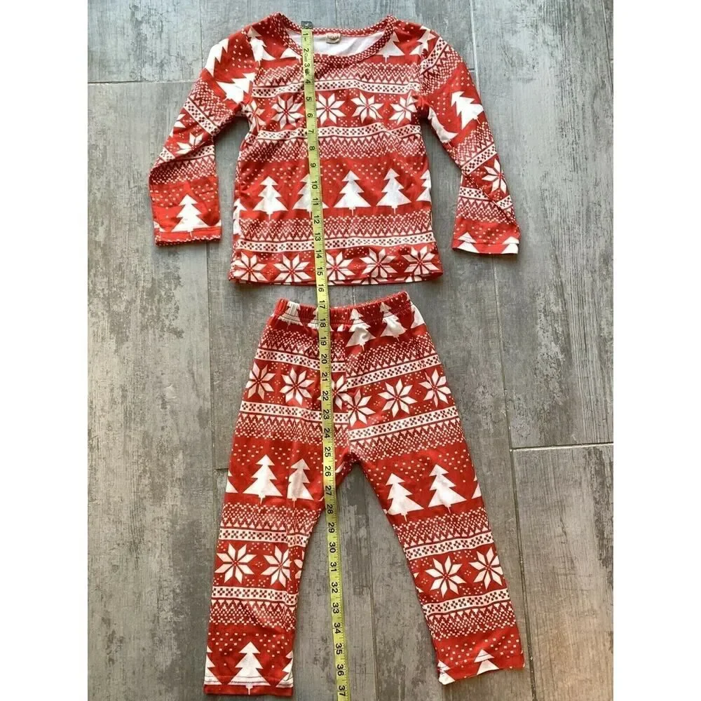 Los Angeles Boutique Red White Pajama Set Pj's Cute Toddler Girls Boys SOFT 4T